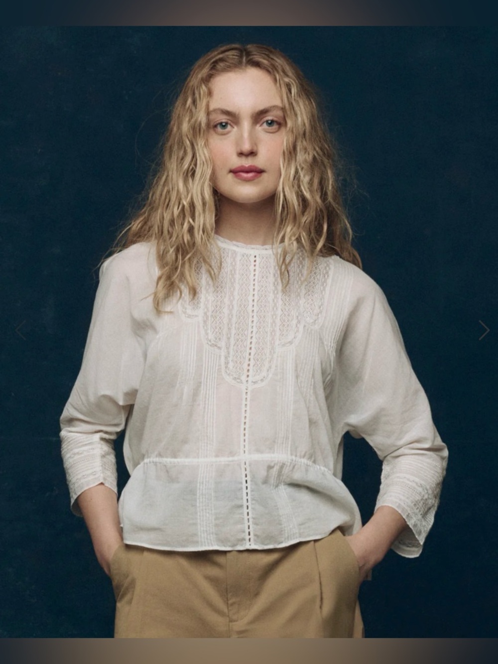 The Great. NWT The Victorian Blouse Classic White Ivory Lace Blouse Sz 1 US S